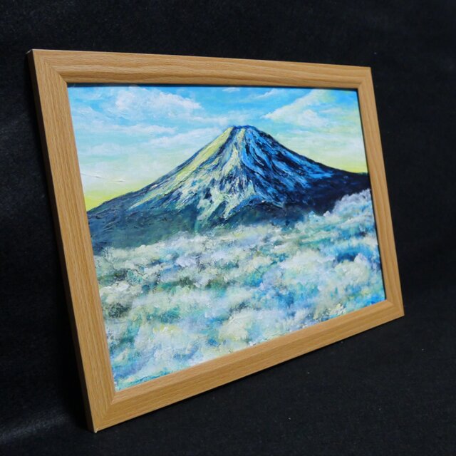 油絵【朝の富士山】（A4サイズ 原画）油彩画 絵画 風景画 富士山