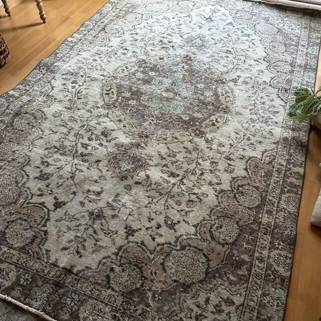 超大判163×263メダリオン 細やかなボタニカル トルコヴィンテージラグ