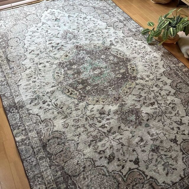 超大判163×263メダリオン 細やかなボタニカル トルコヴィンテージラグ