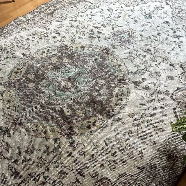 超大判163×263メダリオン 細やかなボタニカル トルコヴィンテージラグ