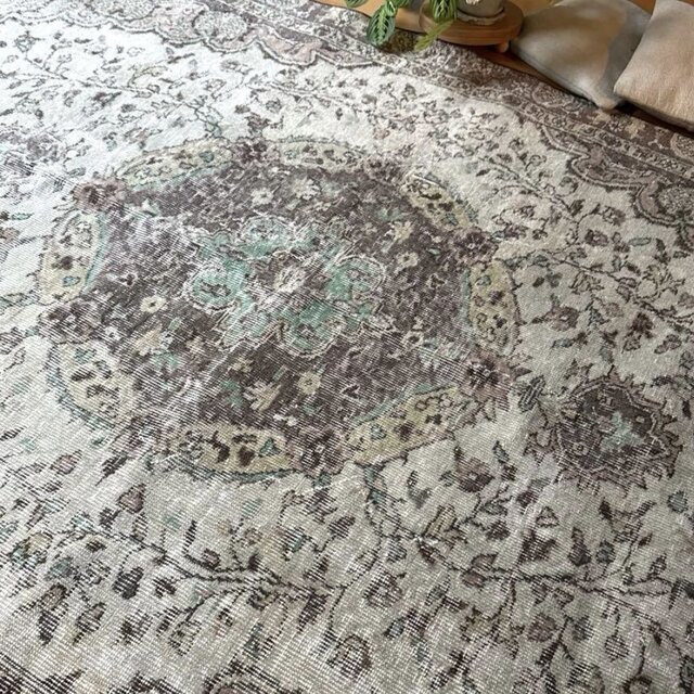 超大判163×263メダリオン 細やかなボタニカル トルコヴィンテージラグ