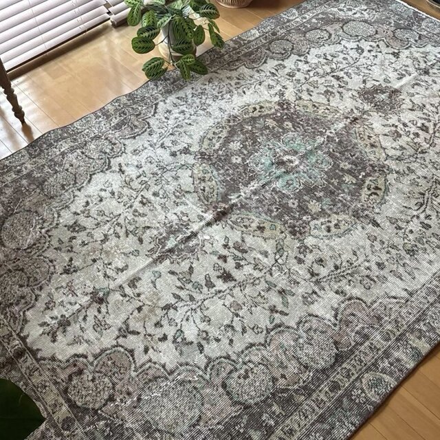 超大判171×286アンティークカラー　メダリオン　トルコヴィンテージラグ 超大判163×263メダリオン 細やかなボタニカル トルコヴィンテージラグ