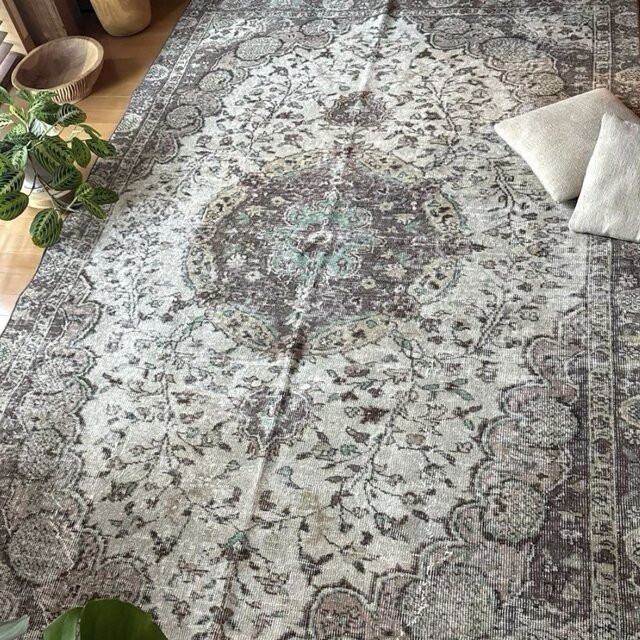 超大判　ボタニカルヴィンテージラグ　トルコラグ 超大判163×263メダリオン 細やかなボタニカル トルコヴィンテージラグ