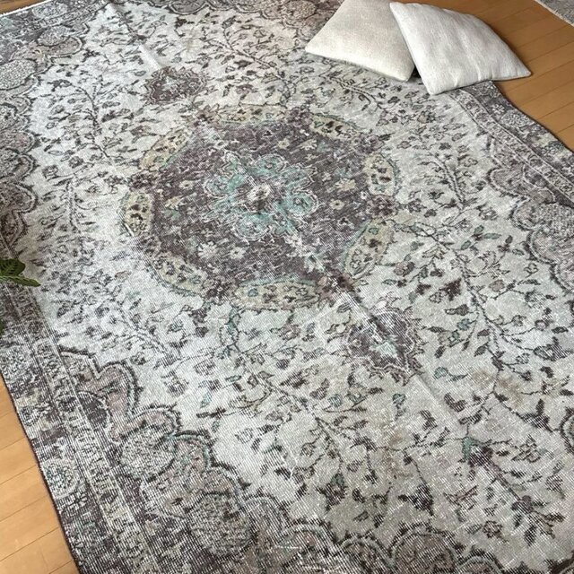 超大判163×263メダリオン 細やかなボタニカル トルコヴィンテージラグ