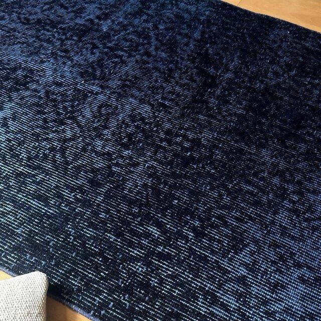 84×171 レア藍色オーバーダイ 人気ワンカラー トルコヴィンテージラグ