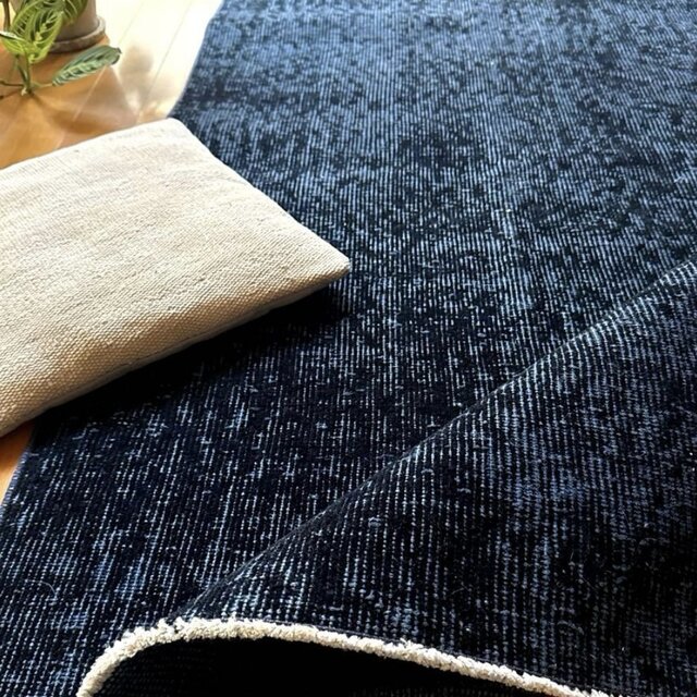 84×171 レア藍色オーバーダイ 人気ワンカラー トルコヴィンテージラグ