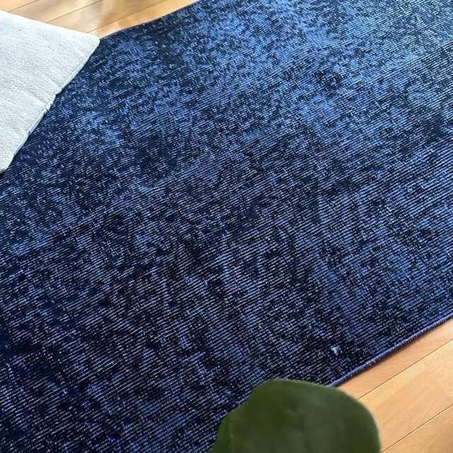 84×171 レア藍色オーバーダイ 人気ワンカラー トルコヴィンテージラグ