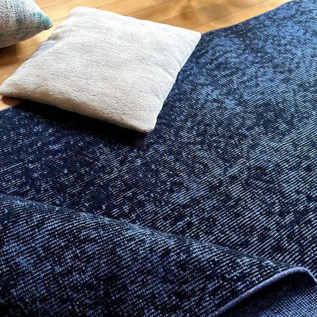 84×171 レア藍色オーバーダイ 人気ワンカラー トルコヴィンテージラグ