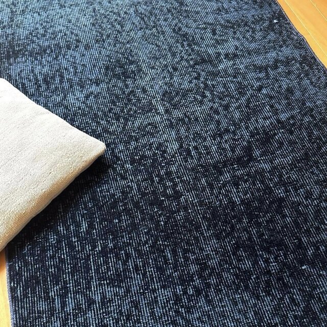 84×171 レア藍色オーバーダイ 人気ワンカラー トルコヴィンテージラグ