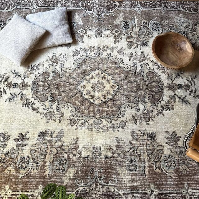 超大判171×273 ミルクココアブラウンメダリオン トルコヴィンテージ