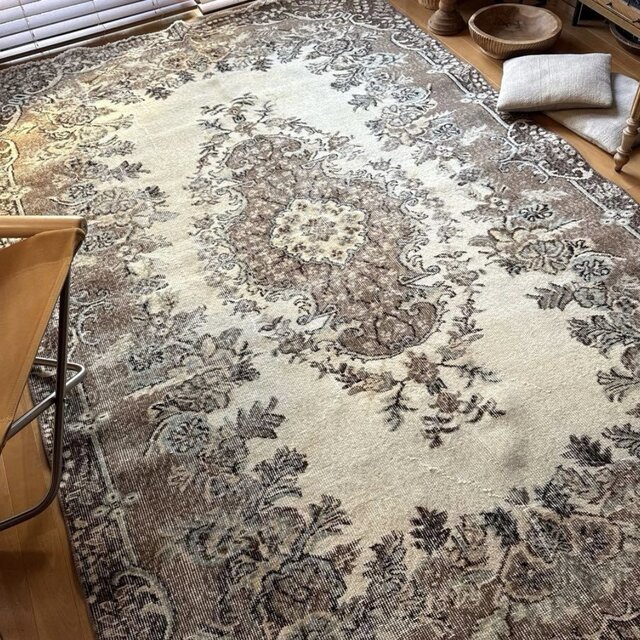 超大判171×273 ミルクココアブラウンメダリオン トルコヴィンテージ