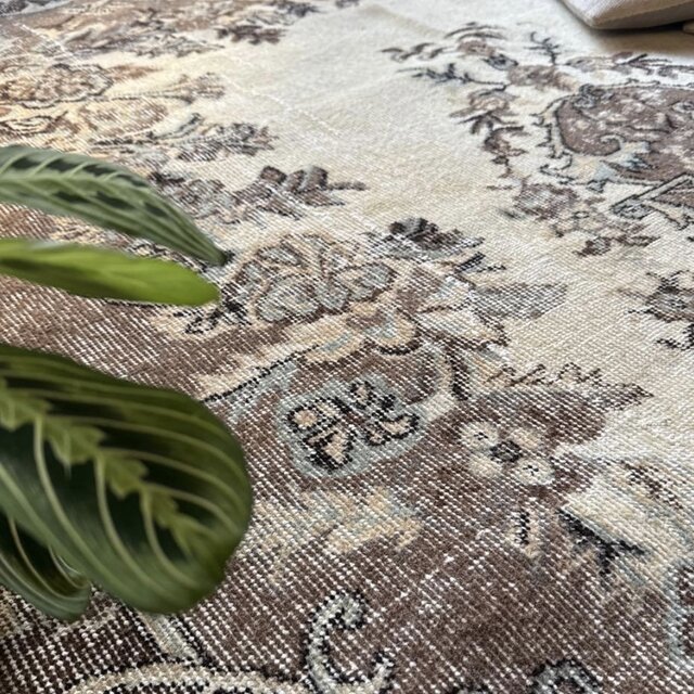 超大判171×273 ミルクココアブラウンメダリオン トルコヴィンテージ