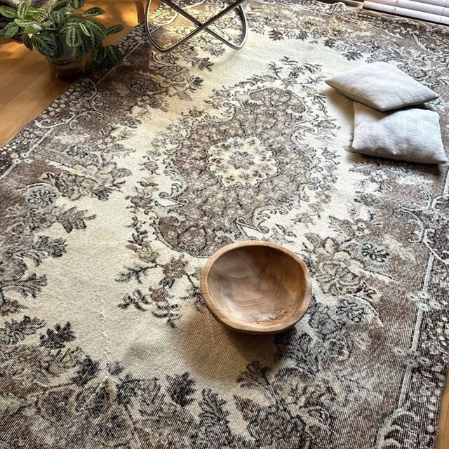 超大判171×273 ミルクココアブラウンメダリオン トルコヴィンテージ