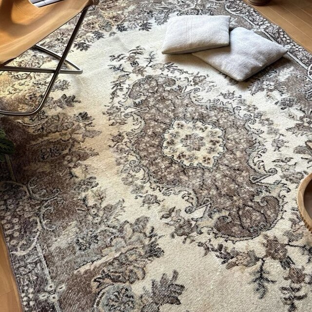 超大判171×273 ミルクココアブラウンメダリオン　トルコヴィンテージラグ 超大判171×273 ミルクココアブラウンメダリオン トルコヴィンテージ