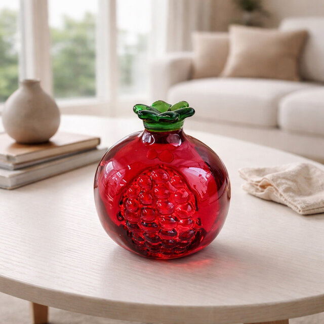 ガラスオブジェ｜可愛いザクロ置物 レッド・フルーツインテリア【efo12