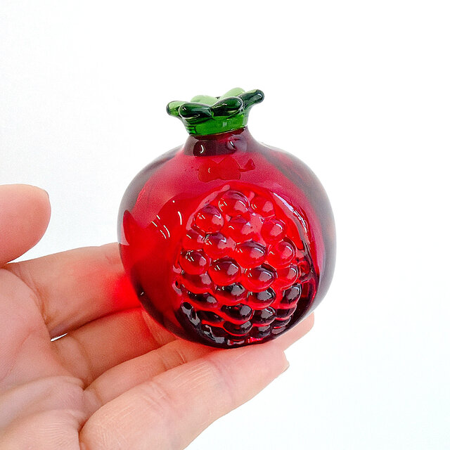 ガラスオブジェ｜可愛いザクロ置物 レッド・フルーツインテリア【efo12