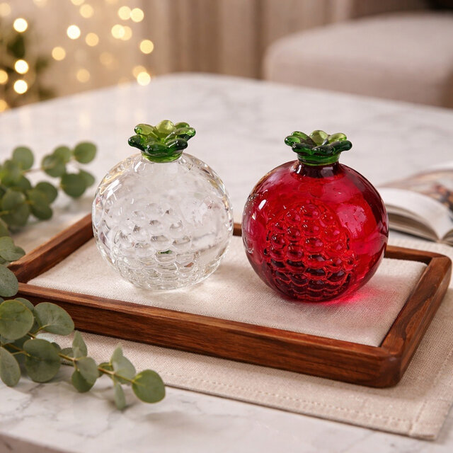 ガラスオブジェ｜可愛いザクロ置物 レッド・フルーツインテリア【efo12