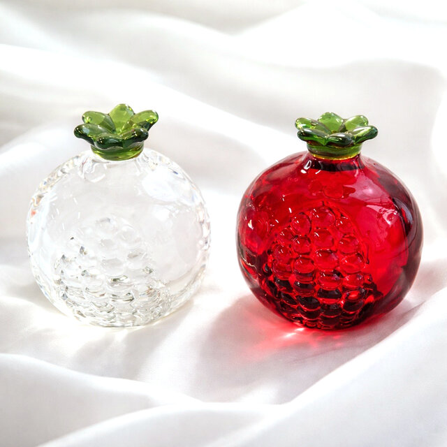 ガラスオブジェ｜可愛いザクロ置物 クリスタル・フルーツインテリア