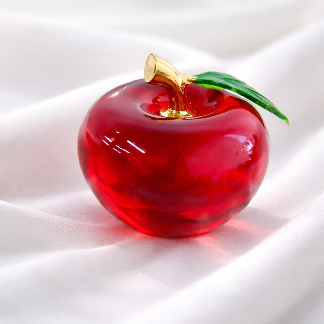 ガラスオブジェ｜Smallリンゴ 置物・インテリア レッド｜可愛い果実
