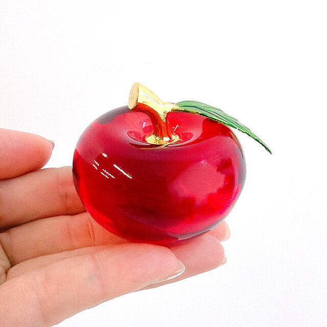 ガラスオブジェ｜Smallリンゴ 置物・インテリア レッド｜可愛い果実