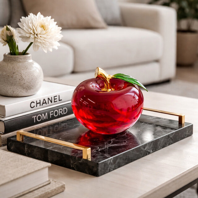 ガラスオブジェ｜Smallリンゴ 置物・インテリア レッド｜可愛い果実