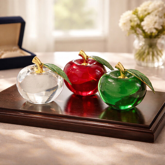 ガラスオブジェ｜Smallリンゴ 置物・インテリア レッド｜可愛い果実