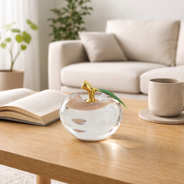 ガラスオブジェ｜Smallリンゴ 置物・インテリア クリスタル｜透明感の