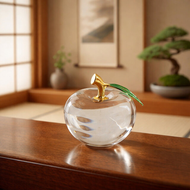 ガラスオブジェ｜Smallリンゴ 置物・インテリア クリスタル｜透明感の