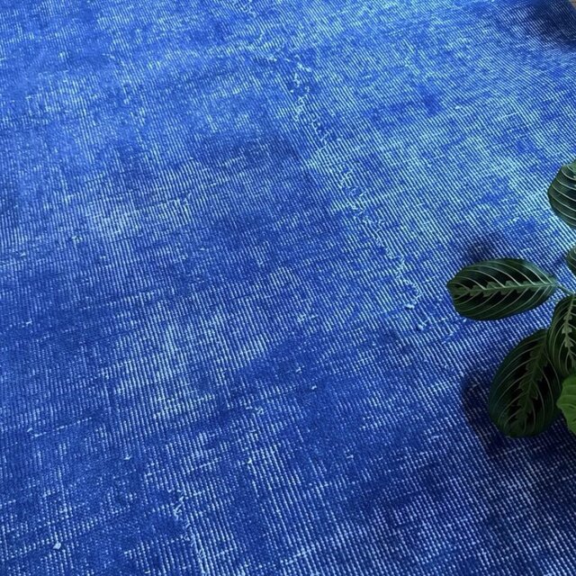 99×212青空色オーバーダイ ワンカラーラグ トルコヴィンテージラグ