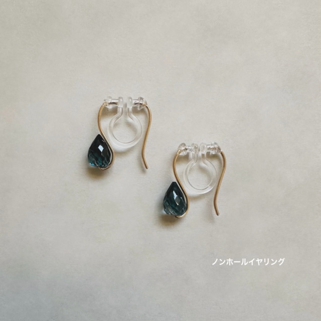 レッドアンバードロップピアス/ 金具変更可（シルバー・イヤリング