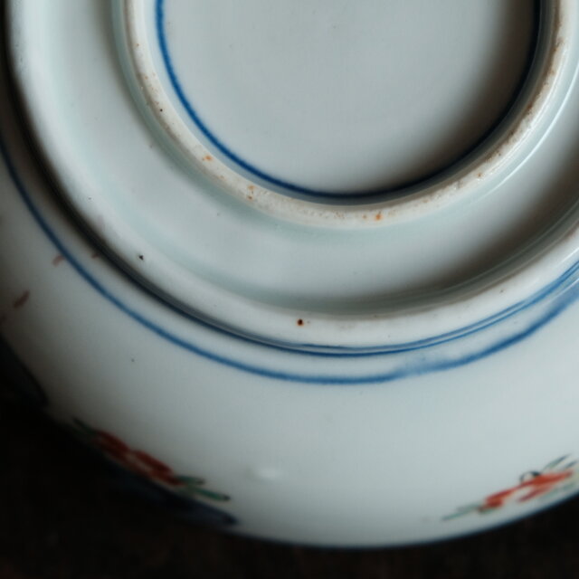 花と鶴と蝶々◇伊万里 花蝶文赤絵金彩浅型中鉢 碗 骨董・antiques 器