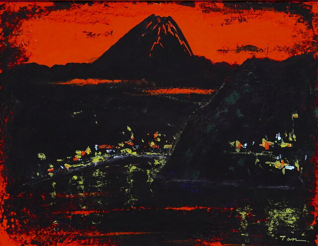 黒富士」(NO.2530) 6号F ケント紙にアクリル絵の具 送料無料 安本太ん