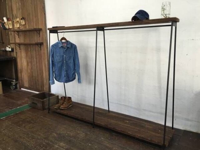 数量限定 MH4-L 特大 ハンガーラック 古材 アイアン ディスプレイ