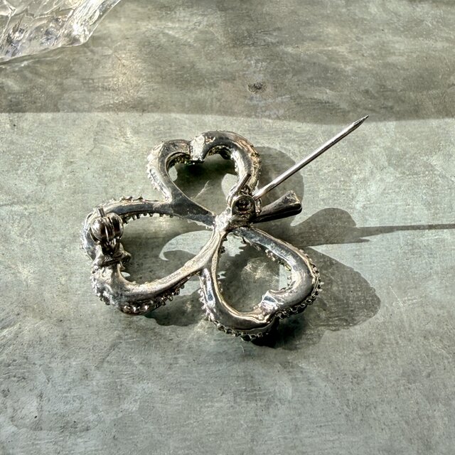 SC147-ヴィンテージブローチ U.S.A. 1960〜70's Green Rhinestone