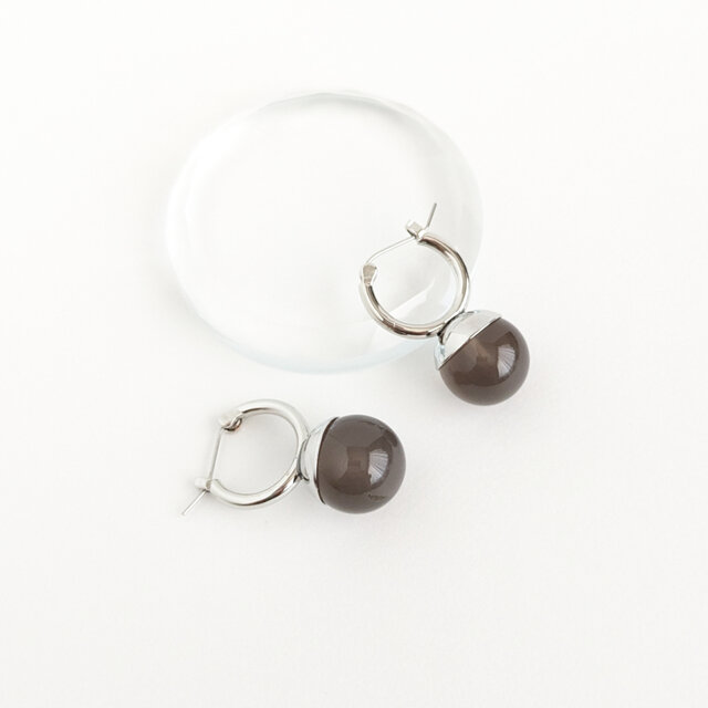 あるじゃん　6mm Stone ピアス　AG FACTORY オニキス　シルバー SUS316ピアス[Gray onyx ball/Silver] グレーオニキス 天然石