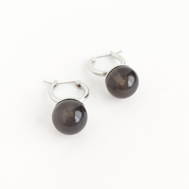SUS316ピアス[Gray onyx ball/Silver] グレーオニキス 天然石