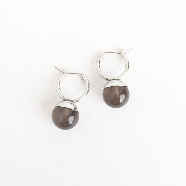 SUS316ピアス[Gray onyx ball/Silver] グレーオニキス 天然石
