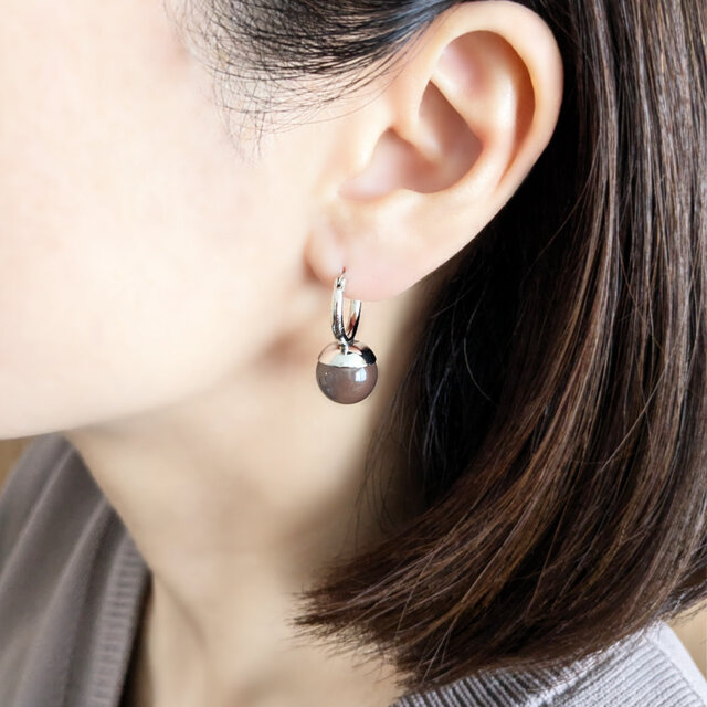 ピアス NSKY SUS316ピアス[Gray onyx ball/Silver] グレーオニキス 天然石