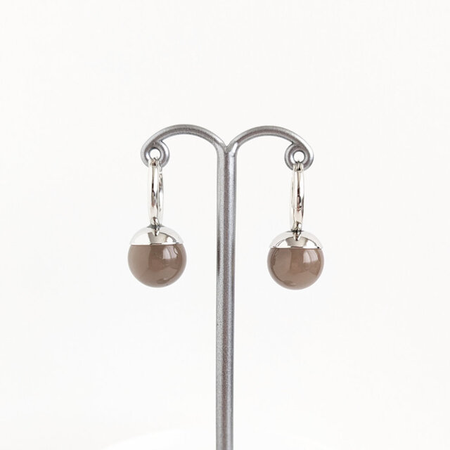 SUS316ピアス[Gray onyx ball/Silver] グレーオニキス 天然石