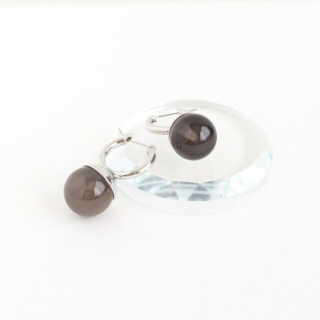 SUS316ピアス[Gray onyx ball/Silver] グレーオニキス 天然石