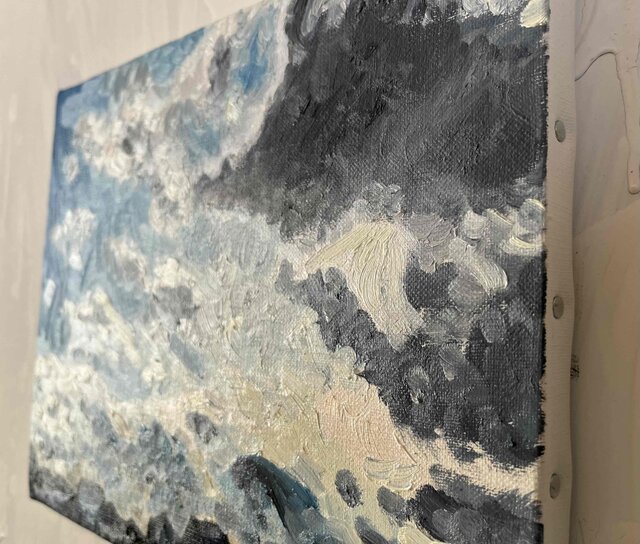 油彩画 原画「近所の風景 その3」アート 絵画 22×27㎝ F3 キャンバス