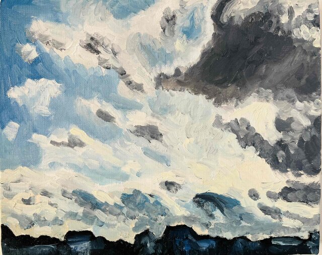 テラリウムの油絵【上昇】1点物の原画アート/作者サイン入り/F3号キャンバス テラリウムの油絵【上昇】1点物の原画アート/作者サイン入り/F3号