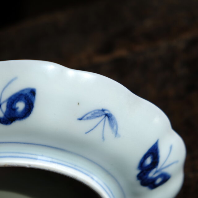 美術品・アンティーク・コレクション 古伊万里 染付 紫陽花と蝶図 江戸中期