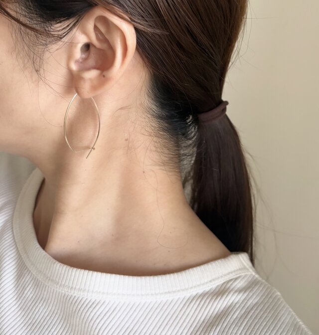 14kgf Marquise キャッチレス ピアス フープ | iichi 日々の暮らしを