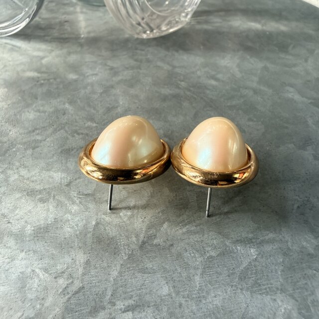 PM60-【 Monet 】モネ・ヴィンテージピアス 1980's Oval Faux Pearl