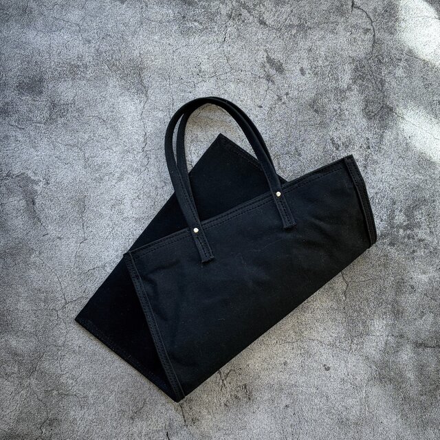 んこべい　dop タンバリン ブラックのプランプバッグ大サイズ 日本製 完全自立型 お受験バッグ ナイロンサテンビッグトート 細幅
