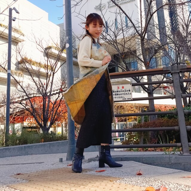 KIMONO！着物リメイクのロングジレ｜ユニセックス対応 （01694
