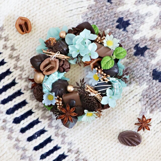 Chocolaterie のバレンタインリース☆チョコミント☆ミニリース