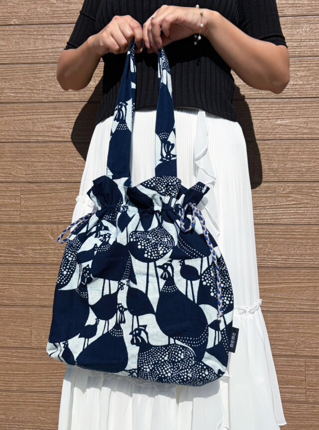 meme型染 ホロホロ鳥 藍染トートバッグ | iichi 日々の暮らしを