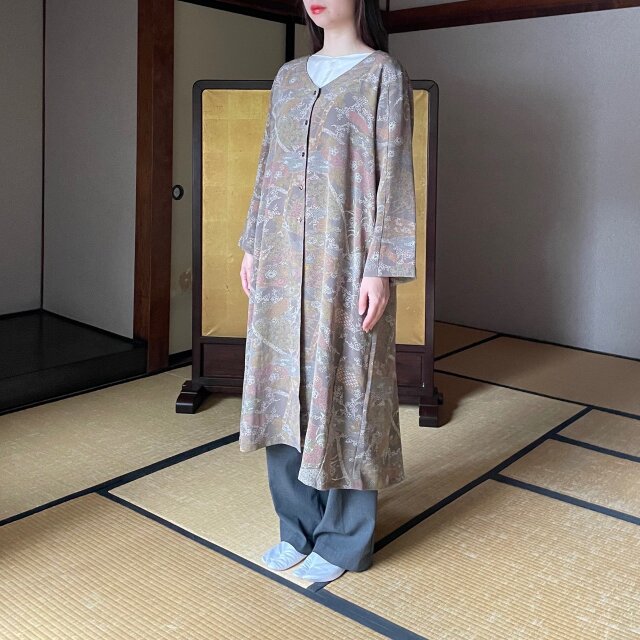 正絹の和柄コートワンピース｜前後2WAY・羽織りにもなるデザイン｜着物